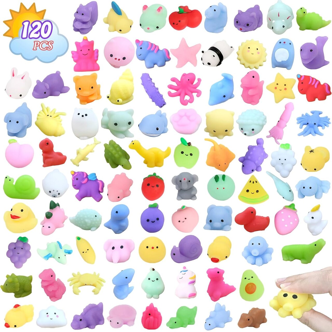 120-Pack Mochi Squishy Toys – Kawaii Mini Squishy Fidget Toys for Kids, Party Favors, Goodie Bag Stuffers, Classroom Prizes, Birthday Gifts & Christmas Stocking Stuffers (120PCS Random)